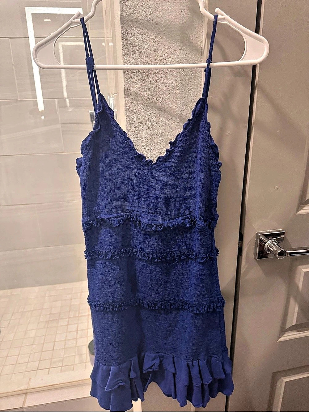 Ya Los Angeles Blue Smocked Mini Dress